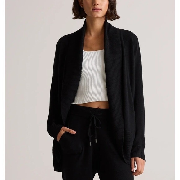 Quince Sweaters - Quince S NWOT Mongolian Cashmere Open Cardigan Sweater Black Quiet Lux Minimal